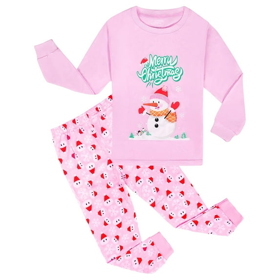 SkiBeaut Boy's Christmas Pajamas Cotton Kids Santa Claus Snowmen Pjs Toddler Clothes Long Sleeve Sleepwear Sets 2-12 Years