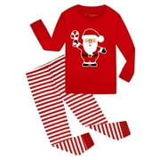 SKIBEAUT Christmas Pajamas Toddler Boy Kids Holiday Pajamas Set Santa PJS Winter Sleepwear Children Clothes(2T-12T)