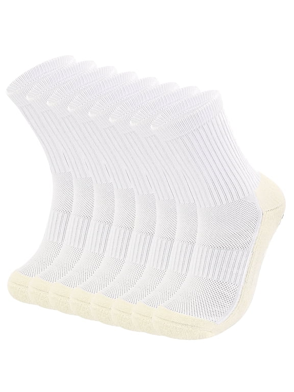 Kids Grip Athletic Socks,4 Pairs Soccer Anti Slip Sports Socks For 8-12 Years Youth Boys Girls