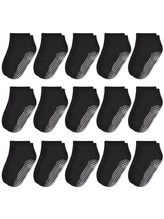 No Show Toddler Socks with Grips 15 Pairs Non Slip Ankle Socks for Baby Toddlers Infant Boys Girls(1-7 Years)