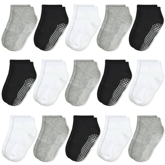 SkiBeaut No Show Toddler Socks with Grips 15 Pairs Non Slip Ankle Socks for Baby Toddlers Infant Boys Girls(1-7 Years)