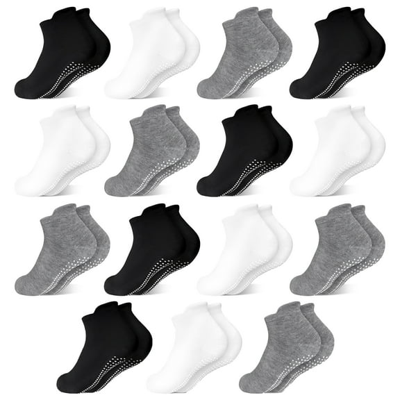 SkiBeaut Non-Slip Toddler Socks 15 Pairs Non Skid Low Cut Socks for 1-7 Years Anti Skid Ankle Socks for Baby Kids Boys Girls