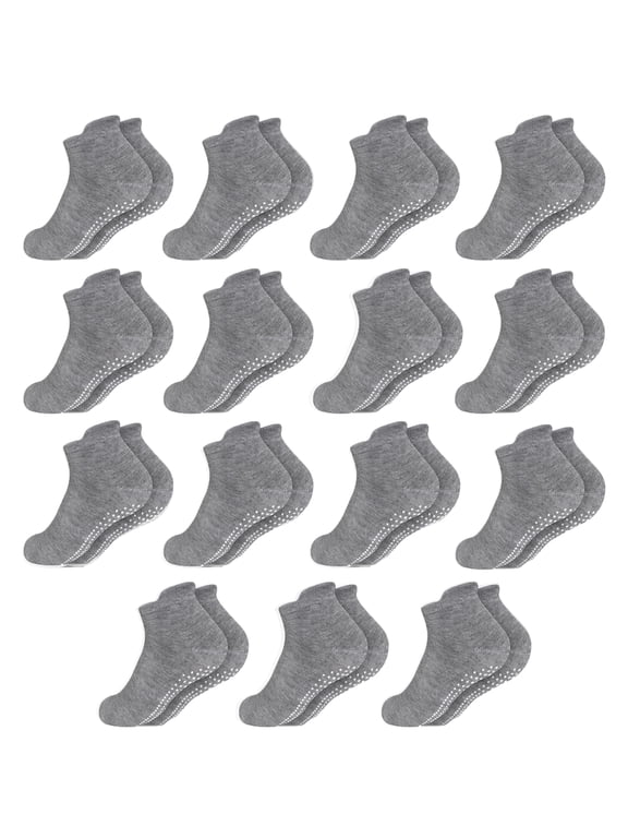 Non-Slip Toddler Socks 15 Pairs Non Skid Low Cut Socks for 1-7 Years Anti Skid Ankle Socks for Baby Kids Boys Girls