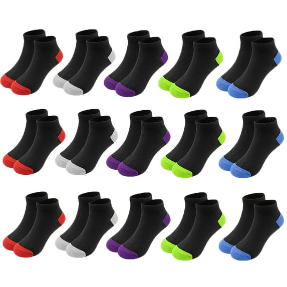 SkiBeaut Toddler Kids Socks, 15 Pairs Ankle Athletic Low Cut Short Socks for Boys Girls 2-14 Years