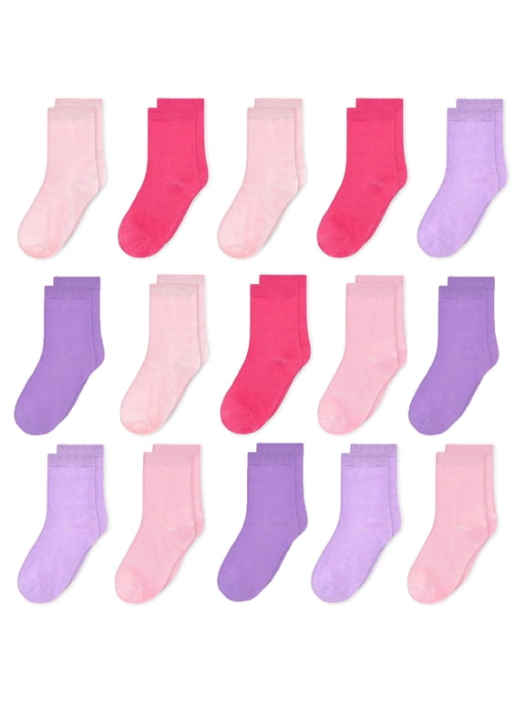 Toddlers Kids Crew Socks 15 Pairs Boys Girls Socks Casual Athletic Dress Socks for Kids 1-14 Years