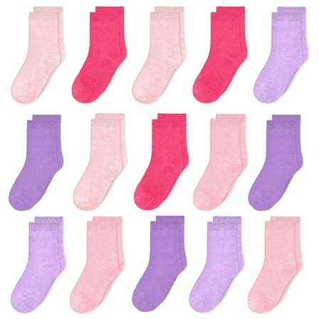 SkiBeaut Toddlers Kids Crew Socks 15 Pairs Boys Girls Socks Casual Athletic Dress Socks for Kids 1-14 Years