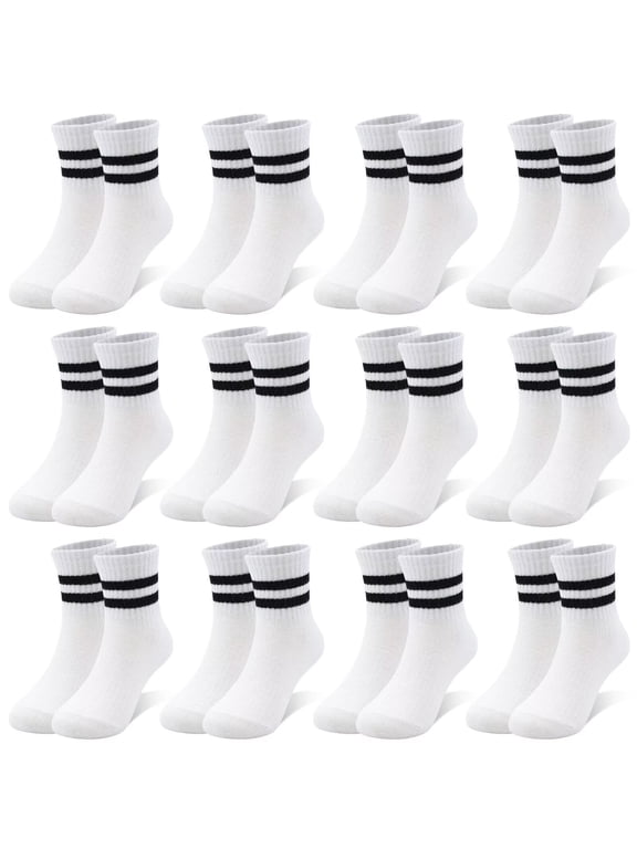 12 Pairs Boys Socks Kids Athletic Socks for Toddler Boys Girls (1-12 Years)