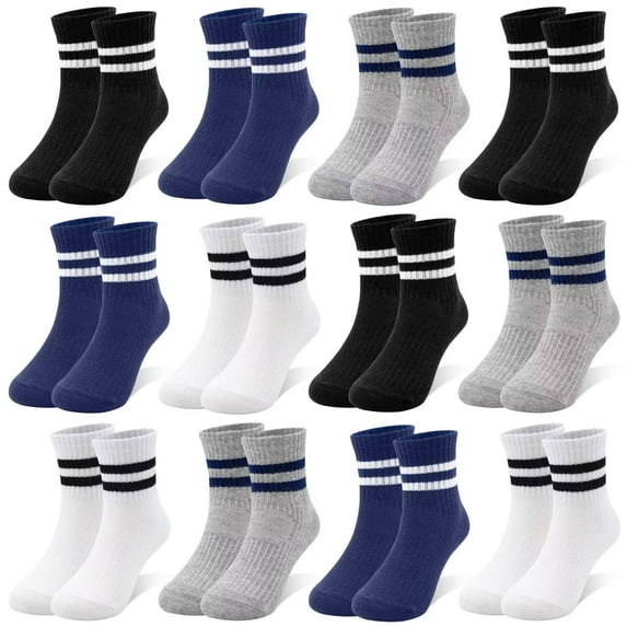 Skibeaut 12 Pairs Boys Socks Kids Athletic Socks for Toddler Boys Girls (1-12 Years)