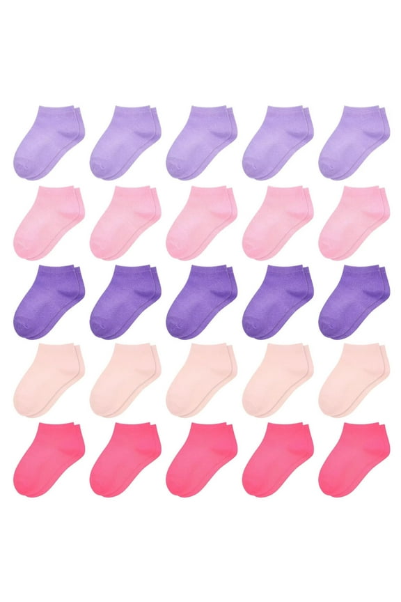 25 Pairs Toddler Socks, Girls Socks Kids Colourful Ankle Socks Low Cut Half Cushion Socks for Girls 1-14 Years