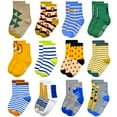 thumbnail image 1 of Skibeaut Baby Boys Socks with Grip Non Slip Toddler Socks Anti Skid Crew Socks for 0-7 Years Babies Infants Kids(12 Pairs), 1 of 5