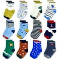 thumbnail image 1 of Skibeaut Baby Boys Socks with Grip Non Slip Toddler Socks Anti Skid Crew Socks for 0-7 Years Babies Infants Kids(12 Pairs), 1 of 5