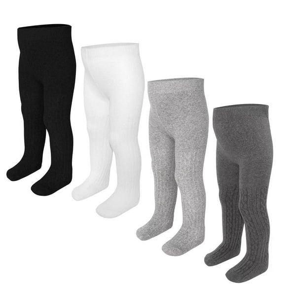 Skibeaut Baby Girls Boys Tights Cable Knit Girls Cotton Leggings Kids Thick Warm Pantyhonse Newborn Stockings 4 Pack for 6 Months-6 Years