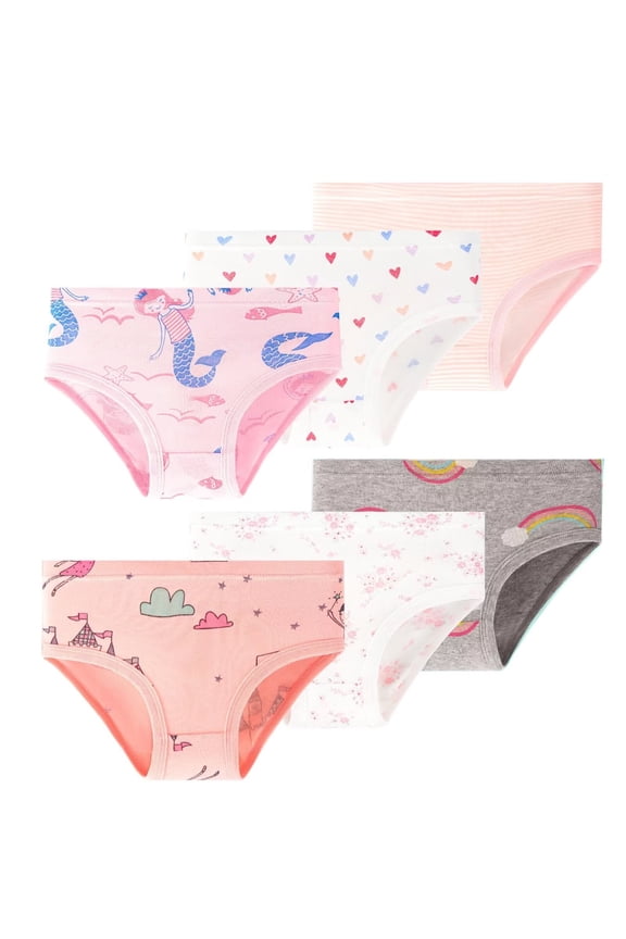 Girls Underwear 6 Pack, Toddler Panties for Little Girls 2-8 Years Big Kids Breathable Undies Multipack