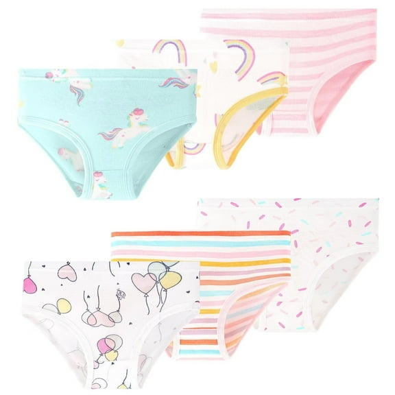Skibeaut Girls Underwear 6 Pack, Toddler Panties for Little Girls 2-8 Years Big Kids Breathable Undies Multipack