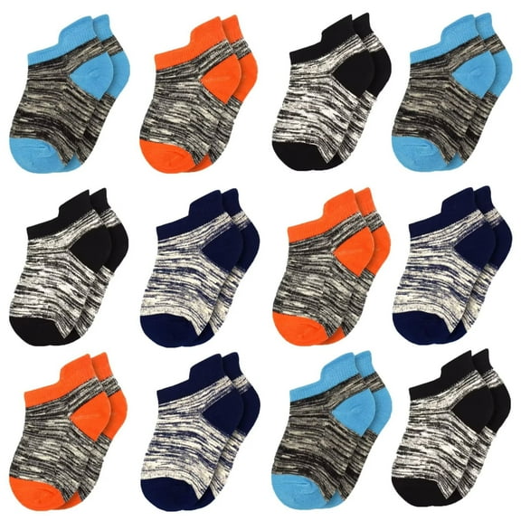 Skibeaut Kids' Athletic Cushioned Ankle Socks 12 Pairs Soft Cotton Low Cut Heel Tab Socks for Child Aged 1-14T