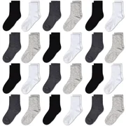 SKIBEAUT Kids Socks,Crew Socks Toddler for Children Boys Girls Cozy Athletic Socks, 24pairs(2-10Years)