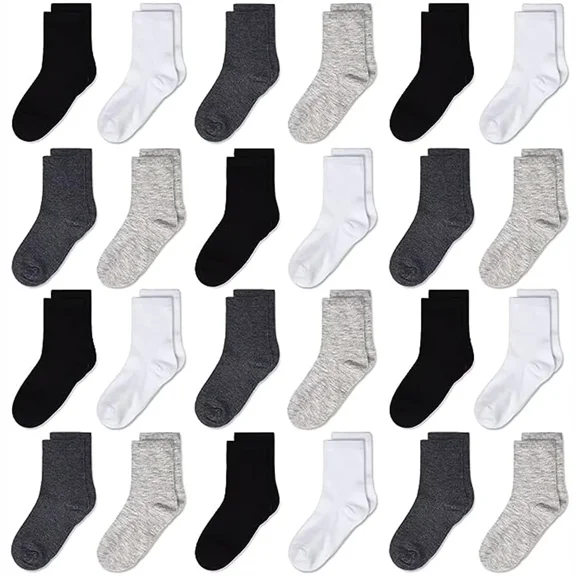 Kids Socks,Crew Socks Toddler for Children Boys Girls Cozy Athletic Socks, 24pairs(2-10Years)