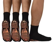 Men Non Slip Sticky Grips Socks 3 Pairs Tile Wood Floors Anti-Skid Workout Yoga Pilates Hospital Slipper Socks
