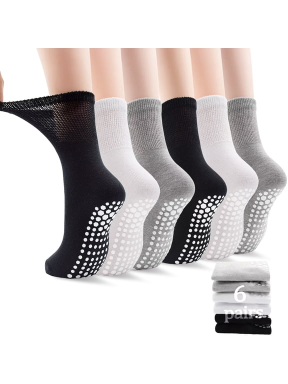 Pilates Grip Socks for Women Non Slip Yoga Grippy Socks Woman for Pure Barre Ballet Dance Hospital 6 Pack