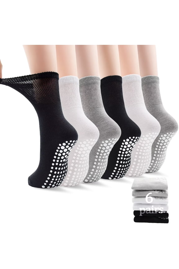 Pilates Grip Socks for Women Non Slip Yoga Grippy Socks Woman for Pure Barre Ballet Dance Hospital 6 Pack