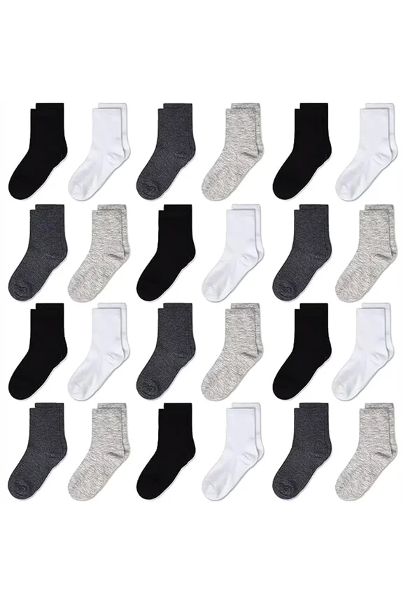Kids Socks,Crew Socks Toddler for Children Boys Girls Cozy Athletic Socks, 24pairs(2-10Years)