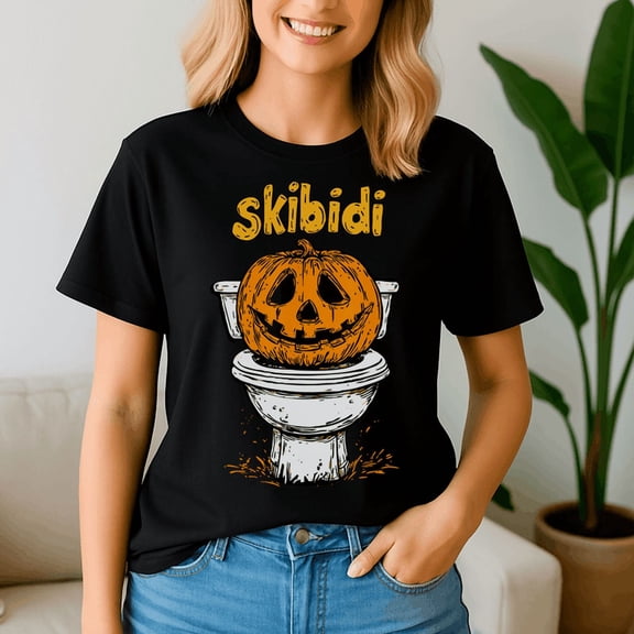 Skibidi Pumpkin Funny Halloween Toilet Kids Fun Crazy Slang Shirt, Halloween Shirt, Spooky Season Tee, Happy Halloween, Ghost Pumpkin Tshirt, Funny Holiday Gift,Horror Witchy ,Trick Or Treat