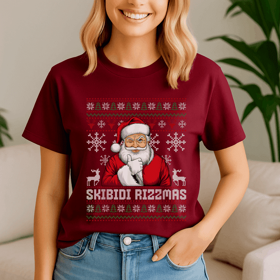 Skibidi Rizzmas Shirt, Christmas Rizz Tshirt, Santa Claus Shirts, Santa Skibidi, Xmas Holiday Gift, Meme Christmas Tee, Skibidi Toilet Gift
