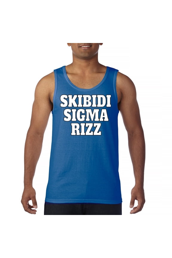 Skibidi Sigma Rizz Men's Tank Top Funny Goat Gyatt Meme Zoomer Viral Humor
