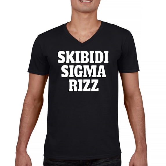 Skibidi Sigma Rizz Men's V-Neck T-shirt Funny Goat Gyatt Meme Zoomer Viral Humor