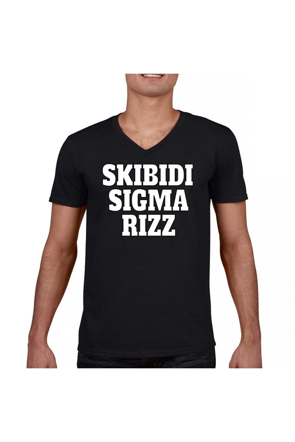 Skibidi Sigma Rizz Men's V-Neck T-shirt Funny Goat Gyatt Meme Zoomer Viral Humor
