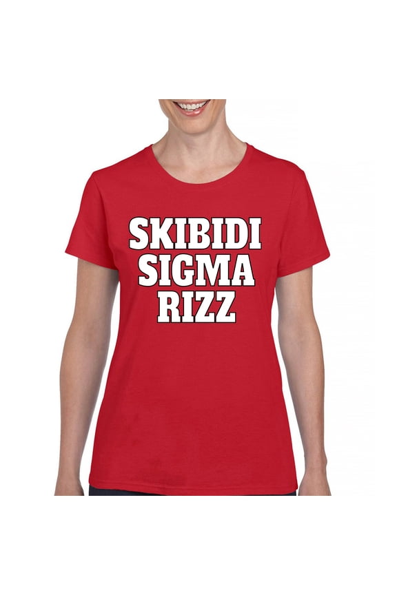 Skibidi Sigma Rizz T-Shirt Funny Goat Gyatt Meme Zoomer Viral Humor Women's Tee
