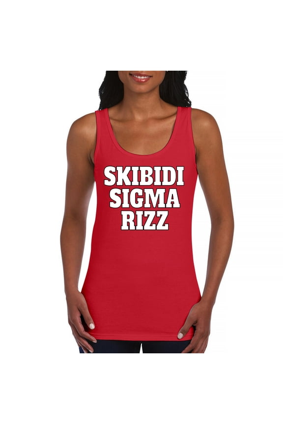 Skibidi Sigma Rizz Women's Tank Top Funny Goat Gyatt Meme Zoomer Viral Humor