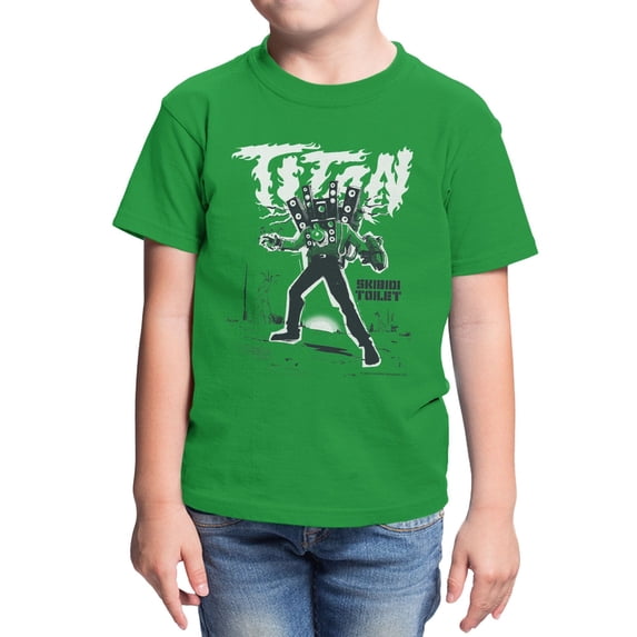 Skibidi Toilet Alliance Amplifier Titan Sound Stance Youth T Shirt (Irish Green, XS-XL)