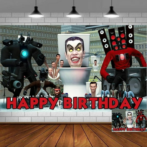 Skibidi Toilet Backdrop Banner Party Supplies Poster Movie Theme Background for Photography Birthday Decorations