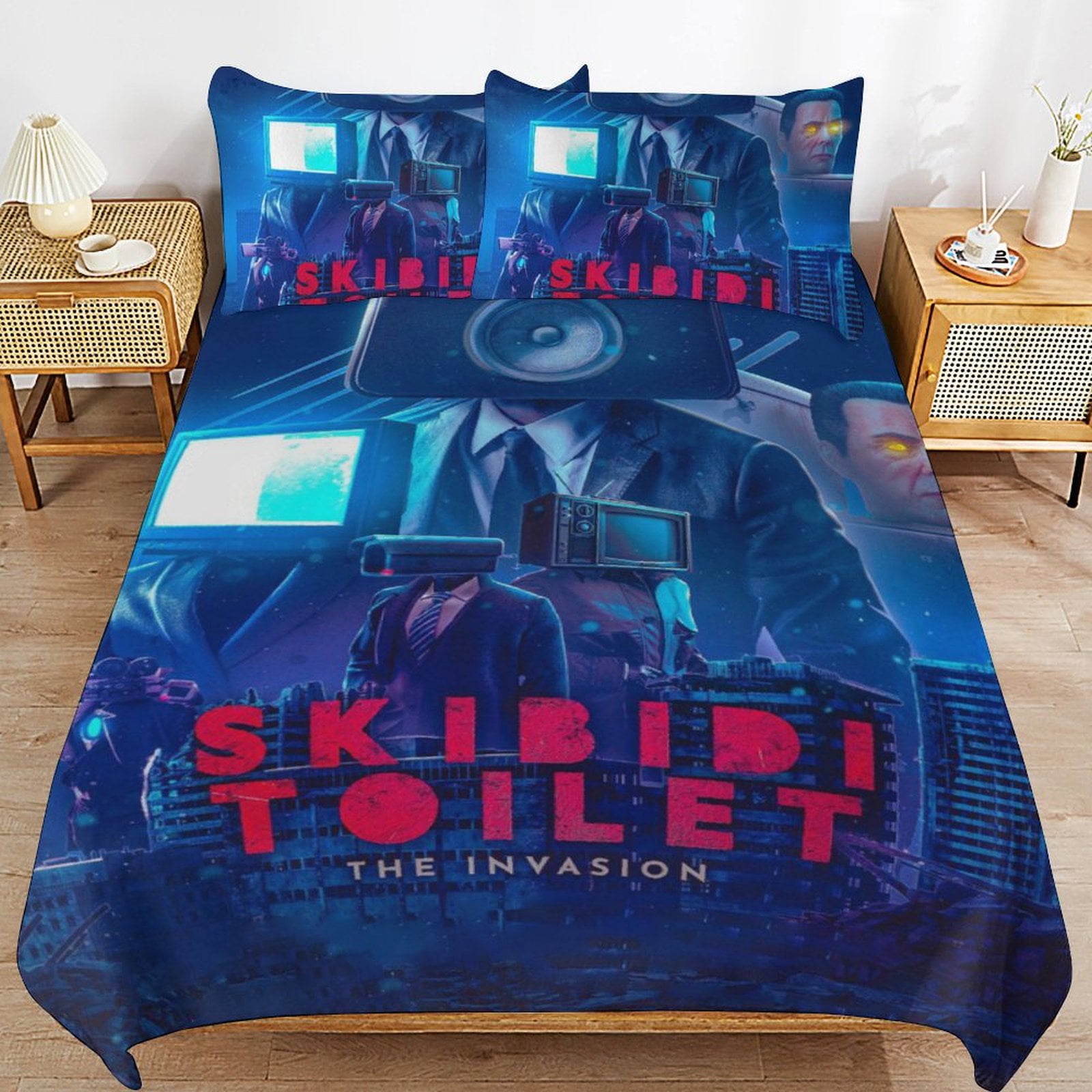 Skibidi Toilet Bedding Set Duvet Cover Comfortable and Lightweight