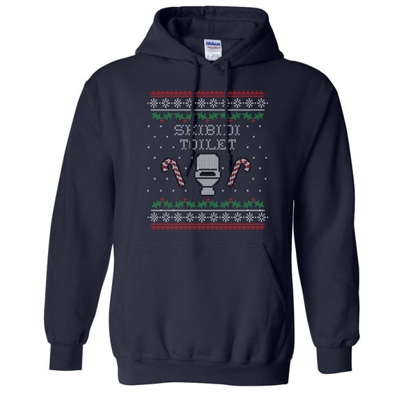 Skibidi Toilet Christmas Hoodie Sweatshirt Unisex Small Navy