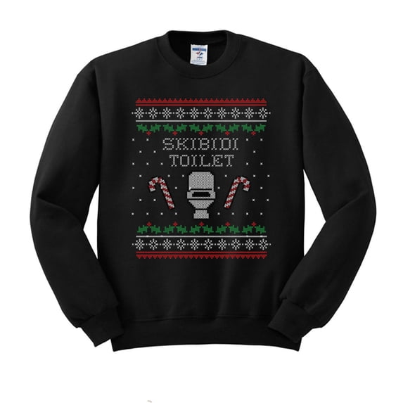 Skibidi Toilet Christmas Sweatshirt Unisex Small Black