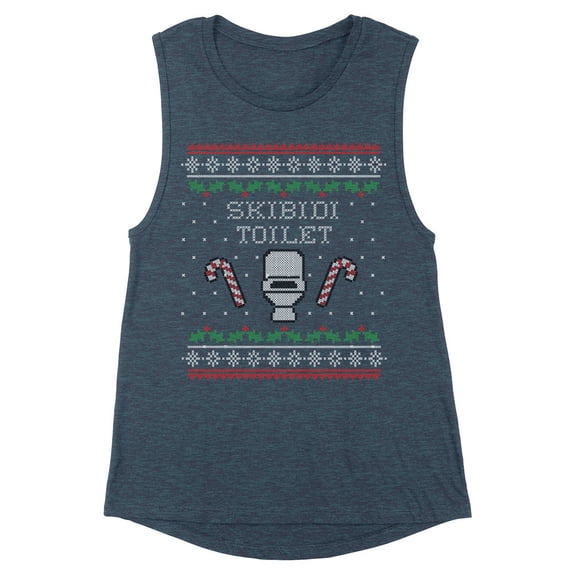 Skibidi Toilet Christmas Women's Muscle Tank 2X-Large Antique Denim