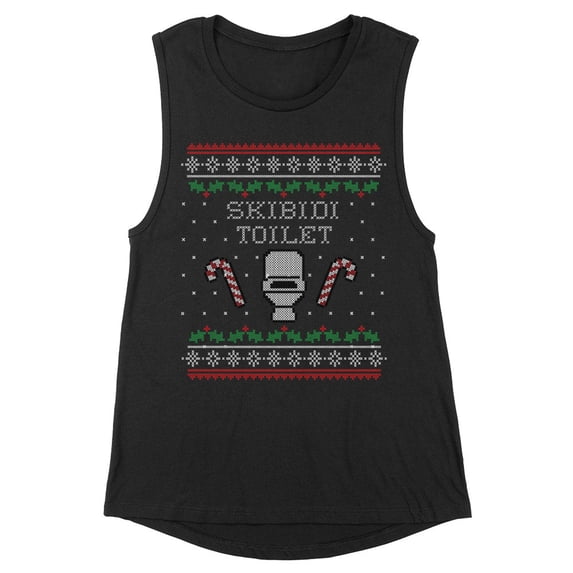 Skibidi Toilet Christmas Women's Muscle Tank Large Black