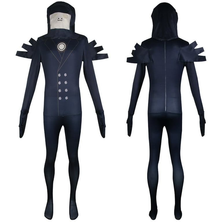 Skibidi Toilet Costume Halloween Cosplay Party Bodysuits with Headwear  Cartoon Game Monitor TV Man Jumpsuits Set For Halloween Party-XS 
