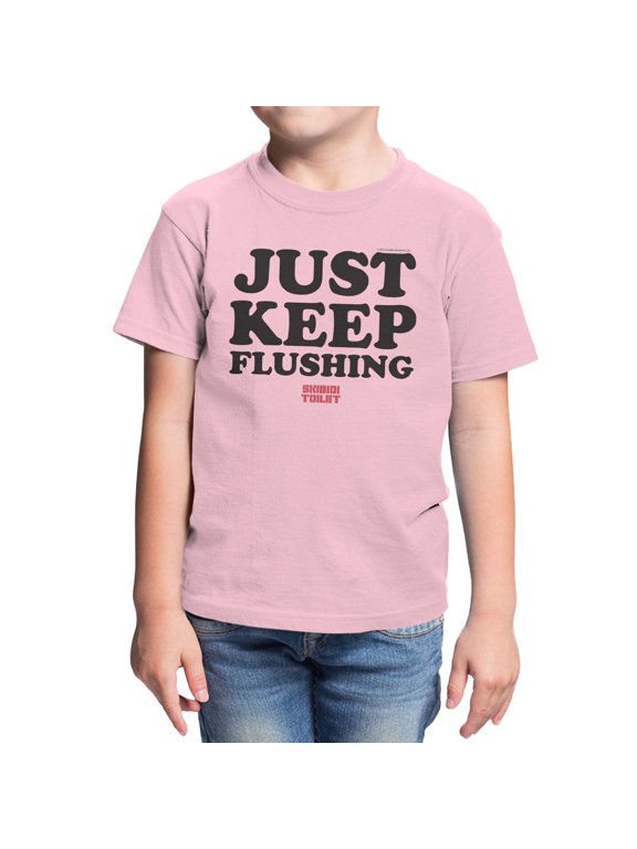 Keep Flushing Little Boys Graphic T-Shirt (Light Pink, XS-XL)