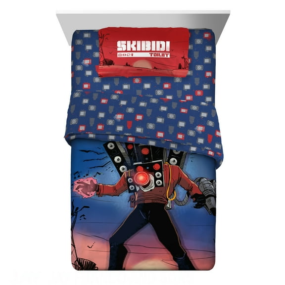 Skibidi Toilet Kids Twin Bed in a Bag, Comforter and Sheets