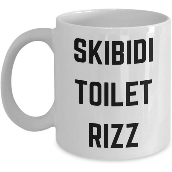 Skibidi Toilet Rizz Coffee Cup, Funny Gift Ideas for Teens Meme Teachers Principles School Staff Mug, 11oz, White