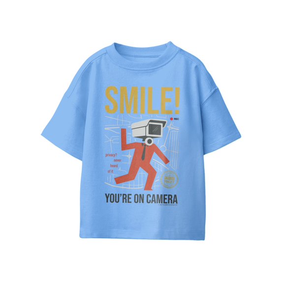 Skibidi Toilet Smile You're On Camera Youth Boy's Graphic T-shirt (Carolina Blue, S-XL)