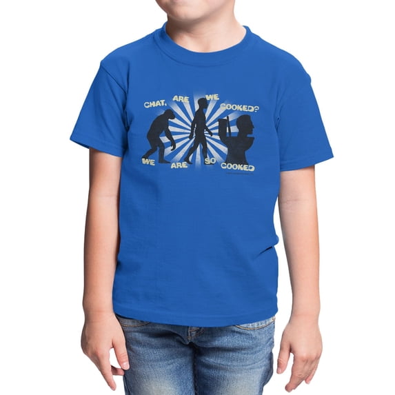 Skibidi Toilet So Cooked Little Boys Graphic T-Shirt (Royal, XS-XL)