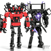 Skibidi Toilet Titan Speaker Man & Super TV King Building Set, 957 PCS 2-in-1 Collectible Robot Models, 25cm & 24cm Tall Action Figure Blocks Toys for Boys Age 8-14