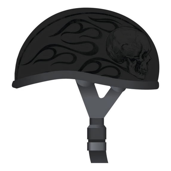 Skid Lid Ghost Skull Flames Half Helmet Black SM