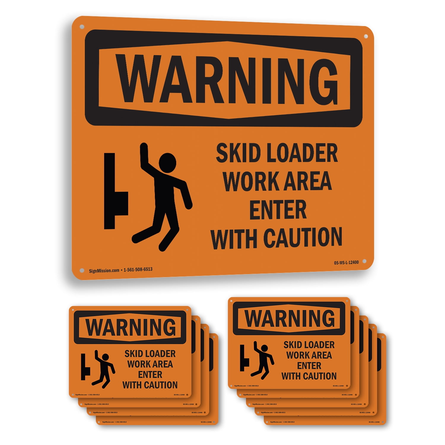 Skid Loader Work Area Enter With Symbol OSHA WARNING Aluminum Sign 18 ...
