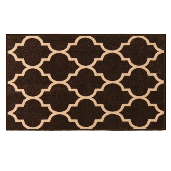 Skid-Resistant Carpet Indoor Area Rug Floor Mat – Moroccan Trellis Lattice – Coffee Brown & Vanilla Cream – 2 Ft. X 3 Ft.