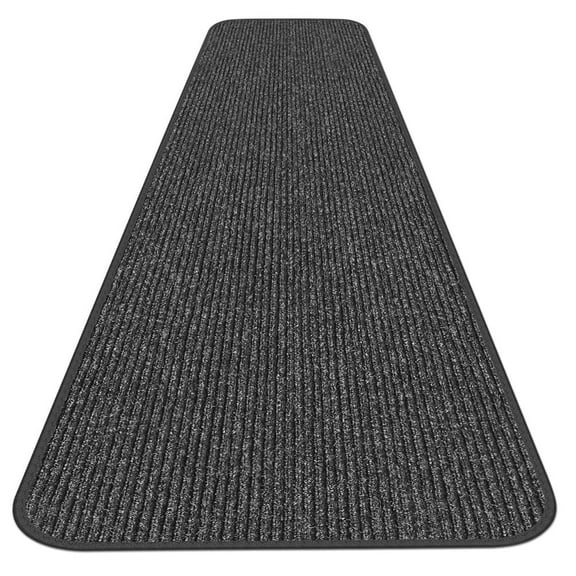 Skid-Resistant Heavy-Duty Carpet Runner - Charcoal Black - 4' x 15'